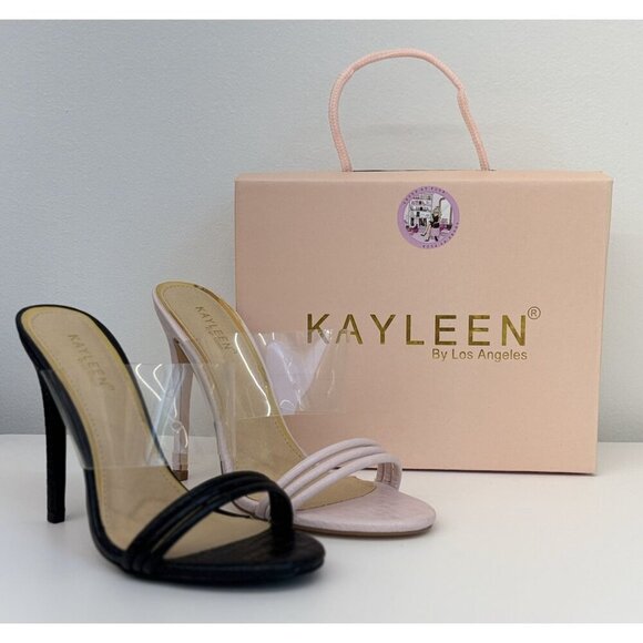 KAYLEEN / Berkley-16 / Black Croc-Embossed / Clear / Strap / Heeled Sandals - Picture 7 of 8